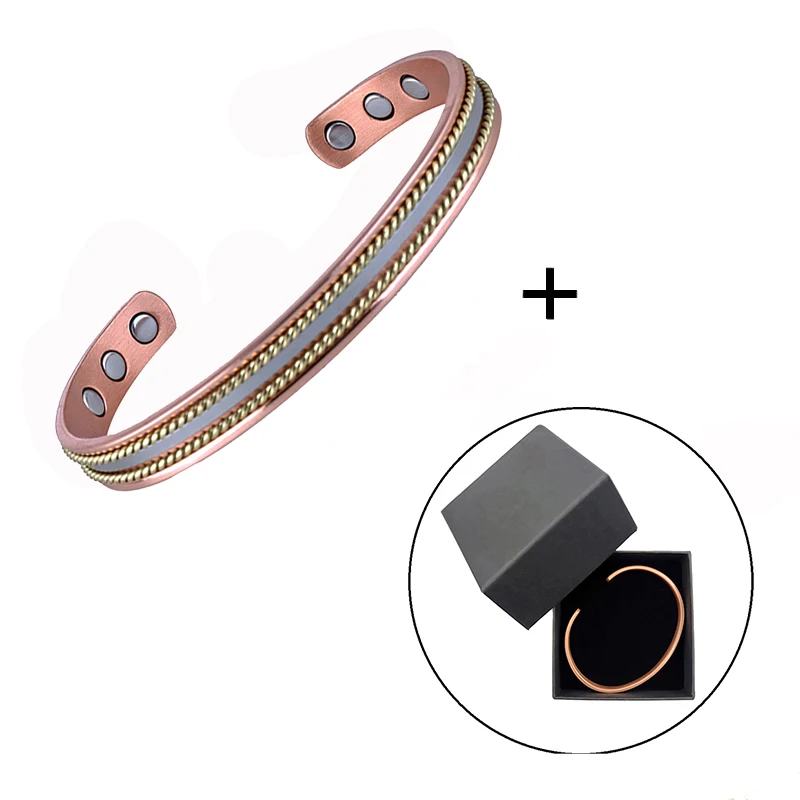 Koperen Armband Voor Mannen 99,9% Puur Koperen Magnetische Armband Verstelbare Sieradengeschenken Met Maatgereedschap