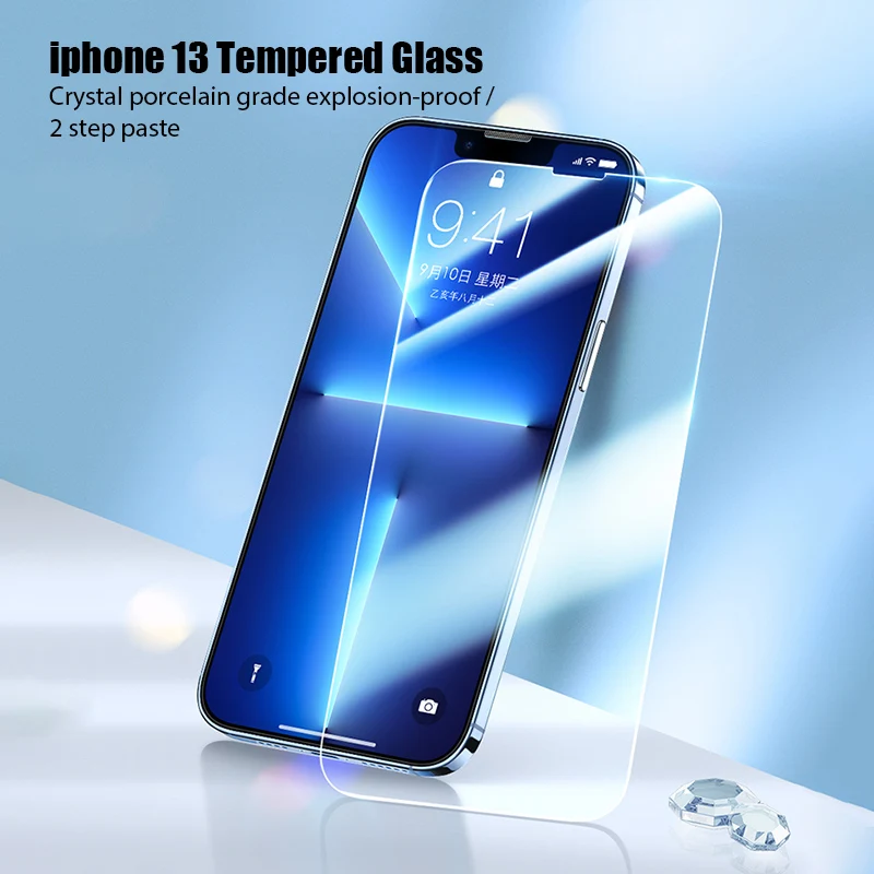 4PCS Tempered Glass for iPhone 11 12 13 Pro XR X XS Max Screen Protector on for iPhone 12 Pro Max Mini 7 8 6 6S Plus 5S SE Glass 2