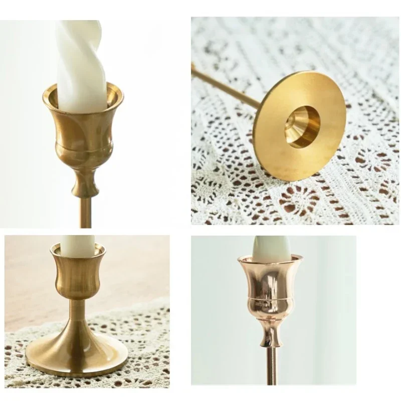 3pc Candlestick Holders Kit Brass Gold Candlestick Set Candle Holders Decorative Stand for Wedding Party Dinning candle holders