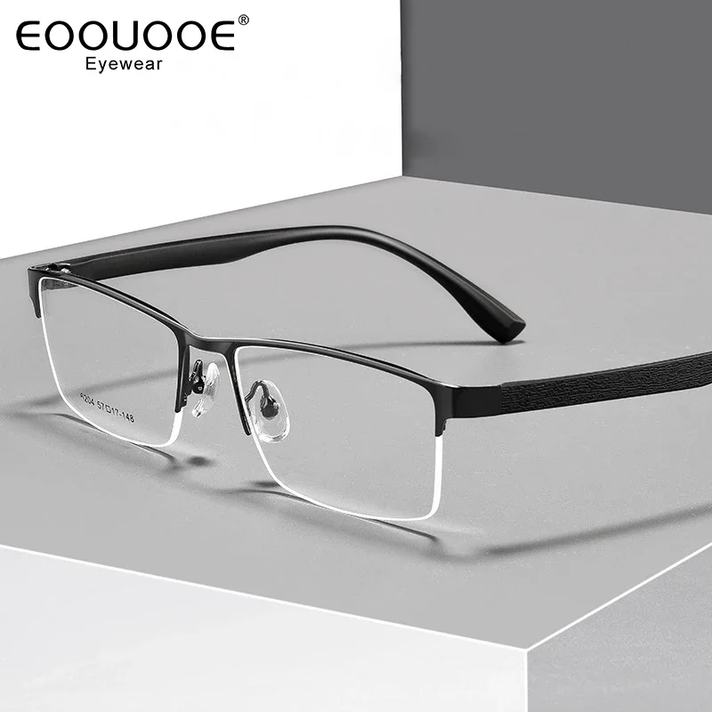 

57mm Men's Glasses Frame Metal Eyeglasses Half Myopia Progressive Eyeglasses Optics Prescription Lens Men Eyewear