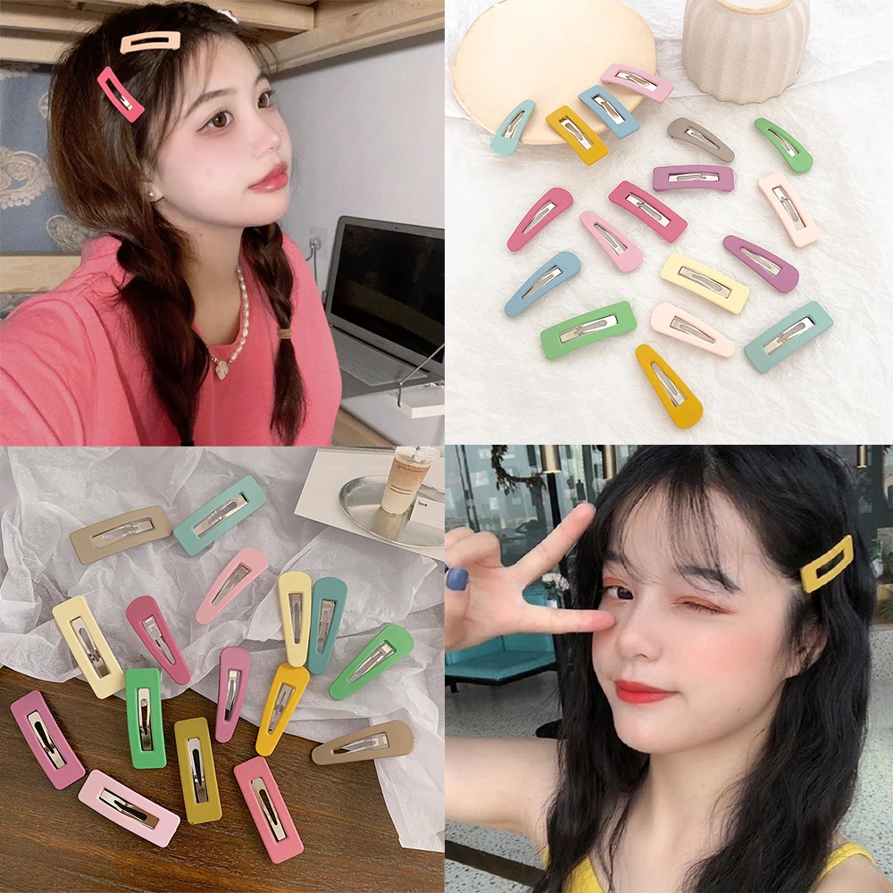 Colorful Bb Clip Set Girls Candy-Colored Bangs Clip Fresh Macaron Hairpins Cute Versatile Hair Accessories 10PCS of Mixed Colors