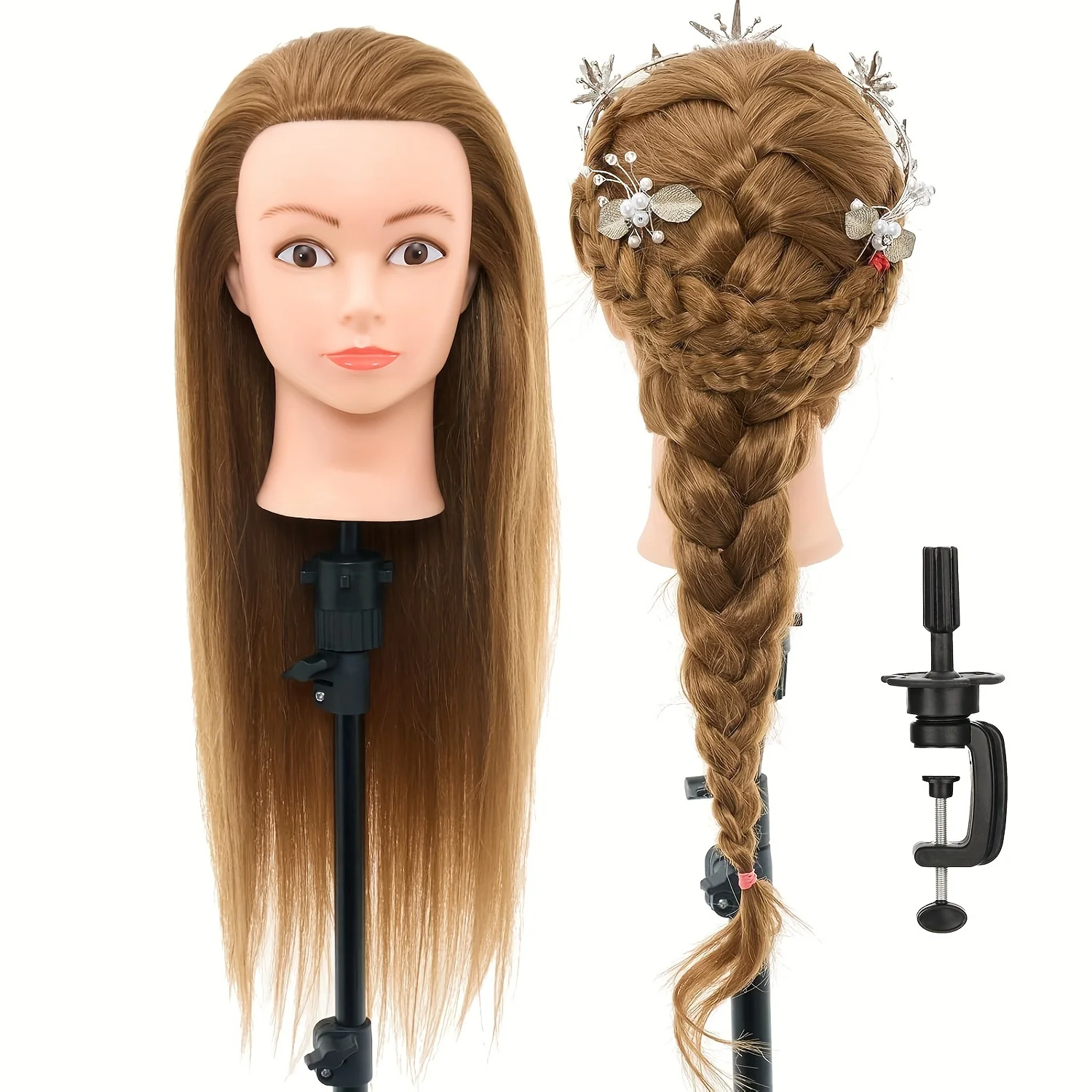 ヘアーマネキンcustom！ 髪付きマネキンヘッド、ヘアスタイリング用29インチドールヘッド、美容