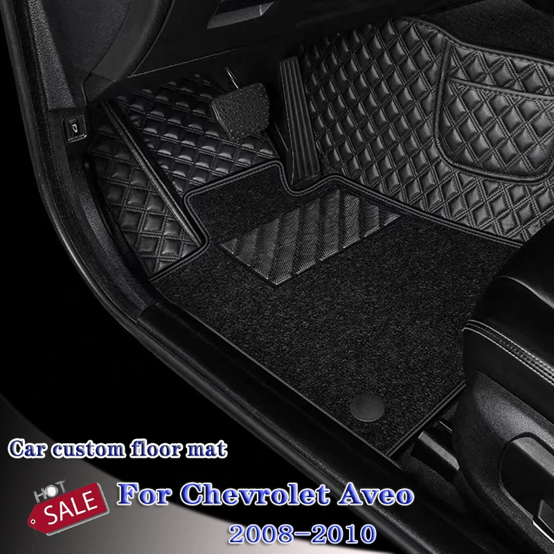 

Leather Car Floor Mats Rugs For Chevrolet Aveo 2010 2009 2008 Waterproof Anti-Dirty Custom Auto Foot Pads Carpets Automobile