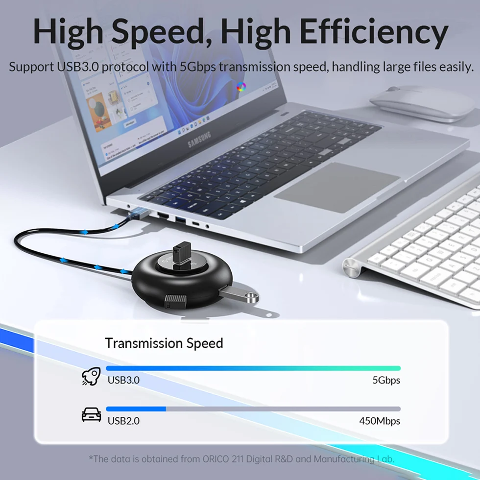 Orico-rgb Hub tipo c Multi Usb a 3.0 Portas Dock Station Plug Switch Leitor de Cartão sd Adaptador para Laptop Macbook Superfície - Imagem 5