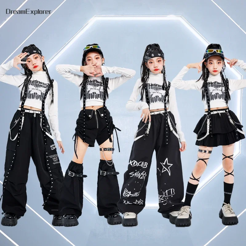 Conjunto de calças e saias K-pop infantil, Hip Hop, Cool, Street