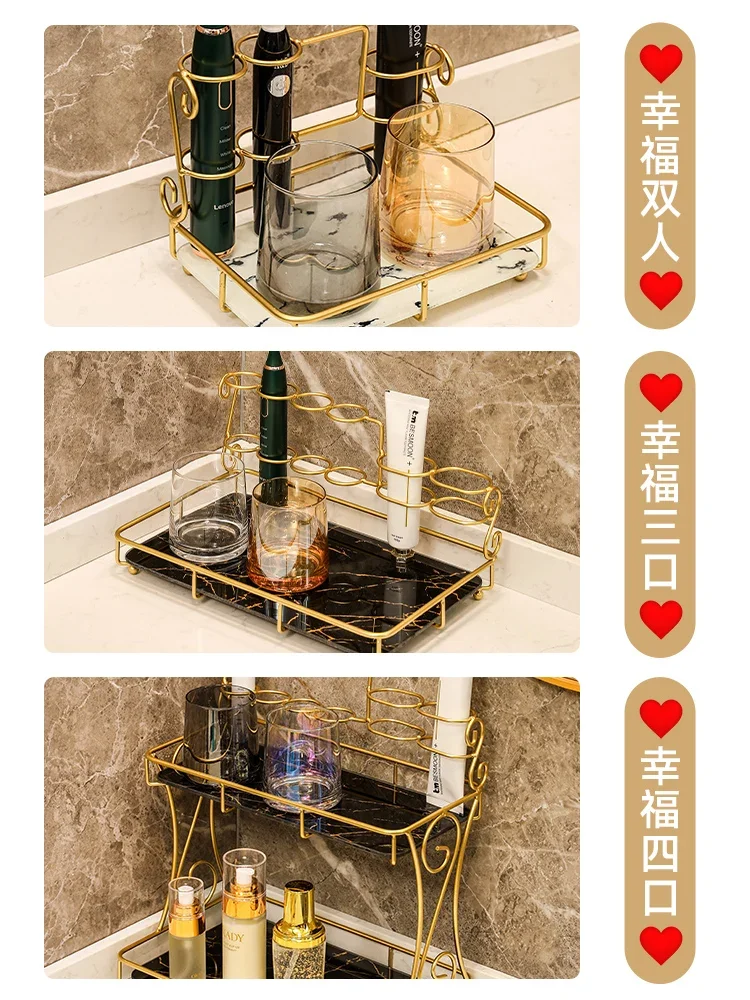 Bathroom, wash table, toothbrush shelf, countertop, light luxury bathroom, mouthwash cup, electric toothbrush storage
