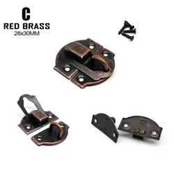 Set of 12 Elegant Metal Hasp Hooks with Screws (C red brass 28x30mm)