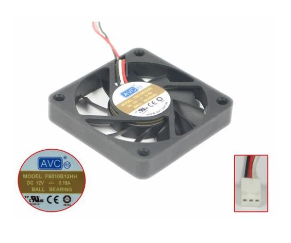 

AVC F6010B12HH DC 12V 0.19A 60x60x10mm 3-wire Cooling Fan