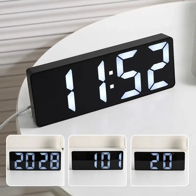 Luminous Mirror Alarm Clock Desktop Display Silent, Simple, High Aesthetic Student  Desktop  Digital  Electronic  Clock