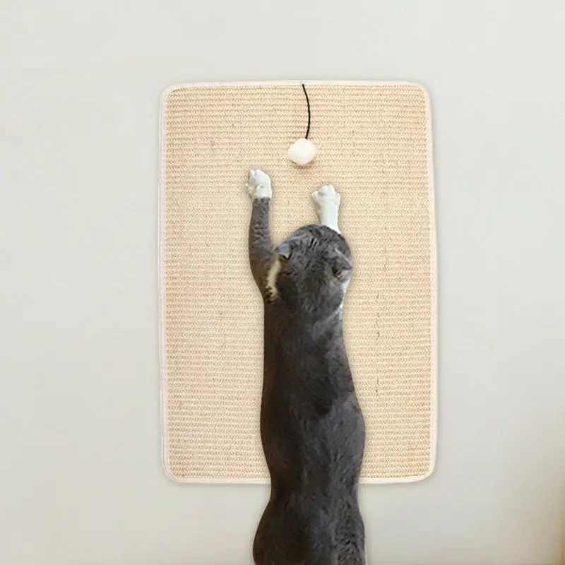 고양이 스크래치 매트, 플러시 볼 포함, 고양이 긁기 패드, 벽 가구 보호, 애완 동물 용품, 소형