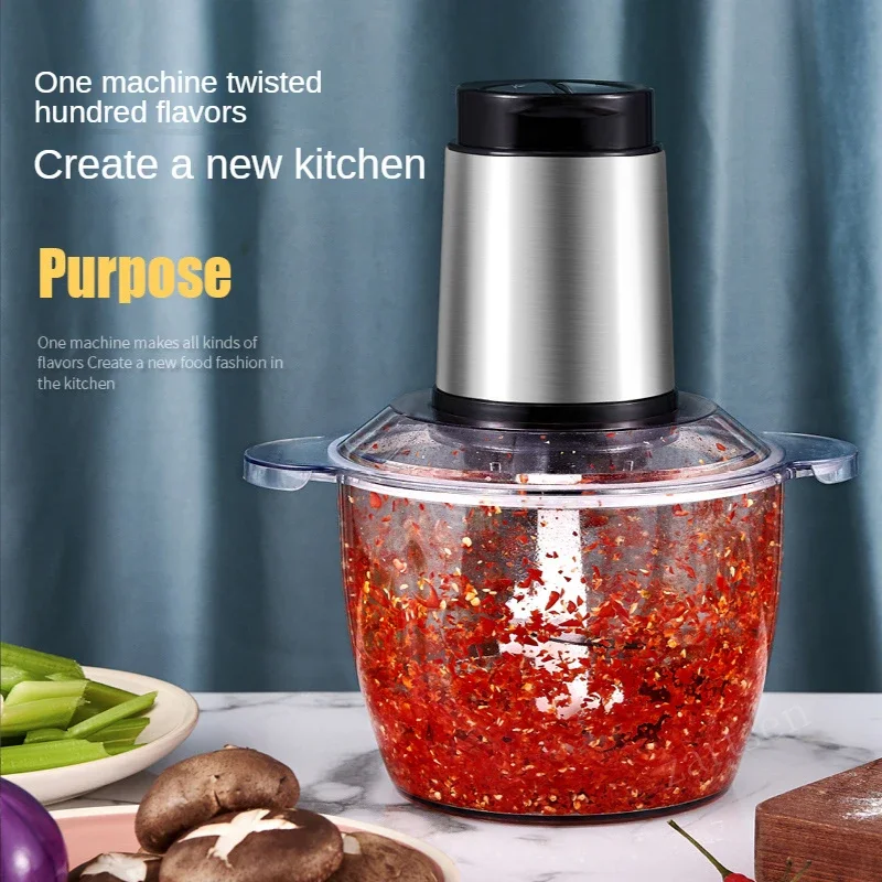 2 Speeds 500W Stainless steel 2L/3L Capacity Electric Chopper Meat Grinder Mincer Food Processor Slicer 4