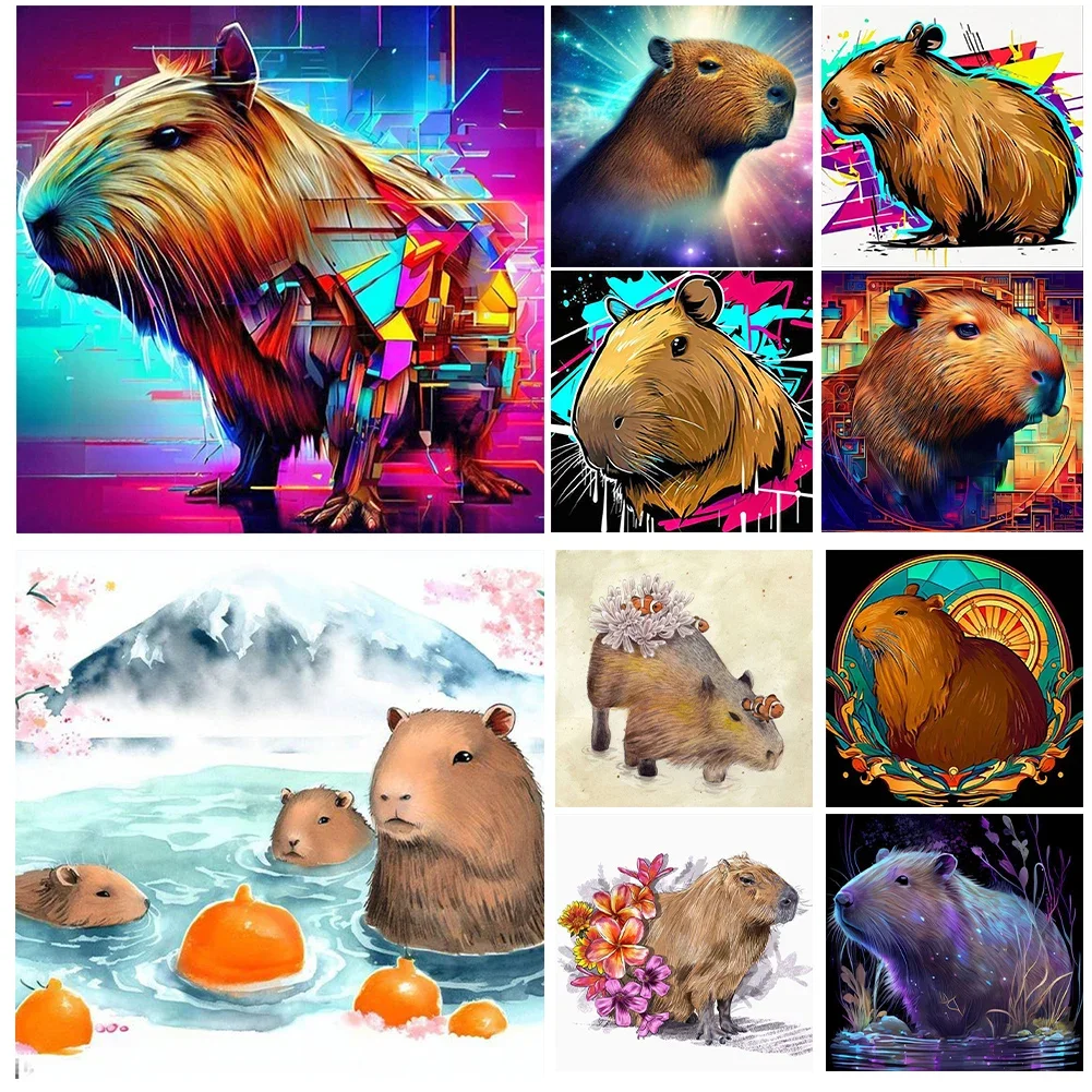 5D DIY Full Round Drill Diamond Painting Capybara Kit Home Decoration Art Craft Mosaic Painting diamond painting diamond art painting kit diamond painting set