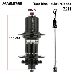 Enhanced Mountain Bike Rear Hub with Noisy Cube Bearings - 32/24 Holes, 7 - 12 Speed Compatibility (PRO7 Black Rear)