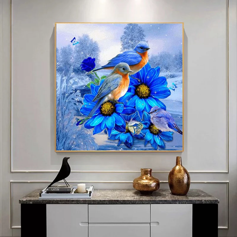Birds and Flowers Printed Cross Stitch Kits DIY Hummingbird Pattern Embroidery New Fashionable Handmade Hanging Painting Craft