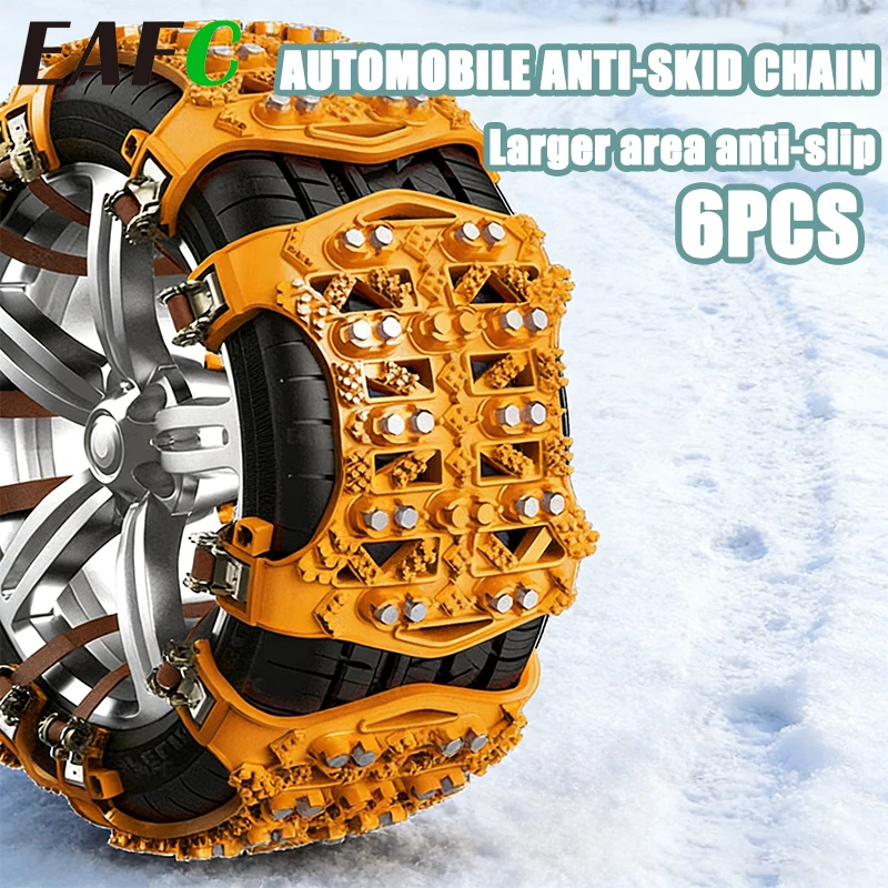 Car Wheel Snow Chains Safe Driving Tire Chain SUV Winter Anti Slip Car Tire Snow Chain Automobile Accessories 6PCS