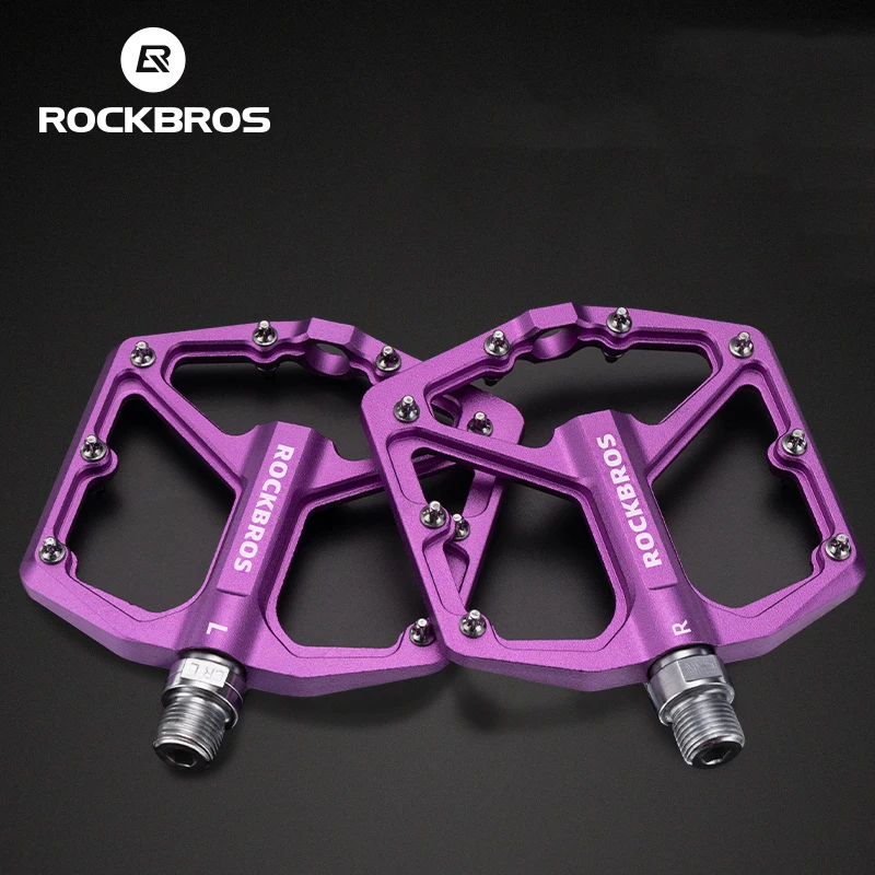 ROCKBROS Bike Pedals Aluminum Alloy Antislip Bicycle Pedals Ultralight Sealed Bearing Onepiece