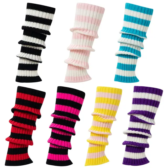Intgoodluckycc 80s Striped Leg Warmers Socks for Women Kawaii Winter Chunky Knit Cotton Ankle Leg Warmer Socks for Ballet Dance Intgoodluckycc 80s Striped Leg Warmers Socks for Women Kawaii Winter Chunky Knit Cotton Ankle Leg Warmer Socks for Ballet Dance