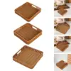 Imitation Rattan Bread Basket Woven Basket Rustic Snack Bread Trays Square Serving Basket Serving Tray for Drinks Vegetables 4