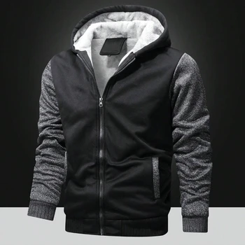 جديد الرجال الصوف المرقعة سترة رشاقته جاكت مزود بغطاء للرأس الشتاء طويلة الأكمام يندبروف معاطف عادية الشارع الشهير زمم هوديس الرجال