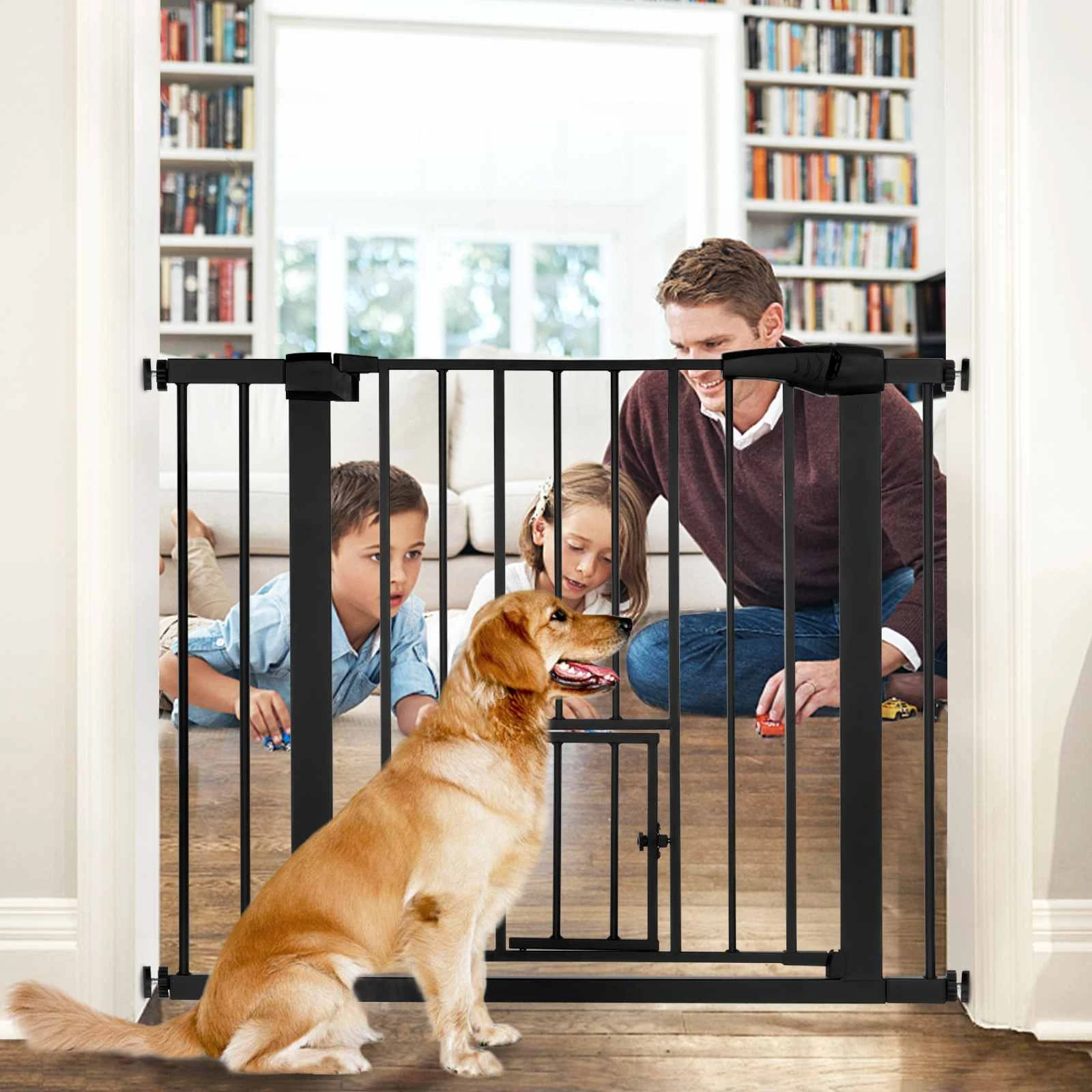 High Dog Safety Gate Auto Close Extra Wide Walk Through Pet Safety Gate