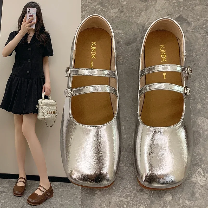 

Легкая Нескользящая дышащая износостойкая женская обувь на плоской квадратной подошве с пряжкой