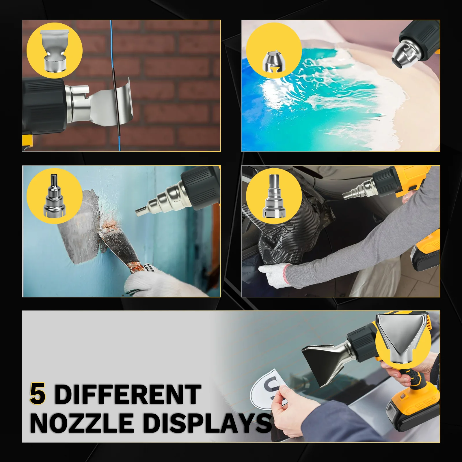 300W Cordless Heat Gun 60℃-540℃ Fast Heating Hot Air Gun DIY Crafts with LCD Dig