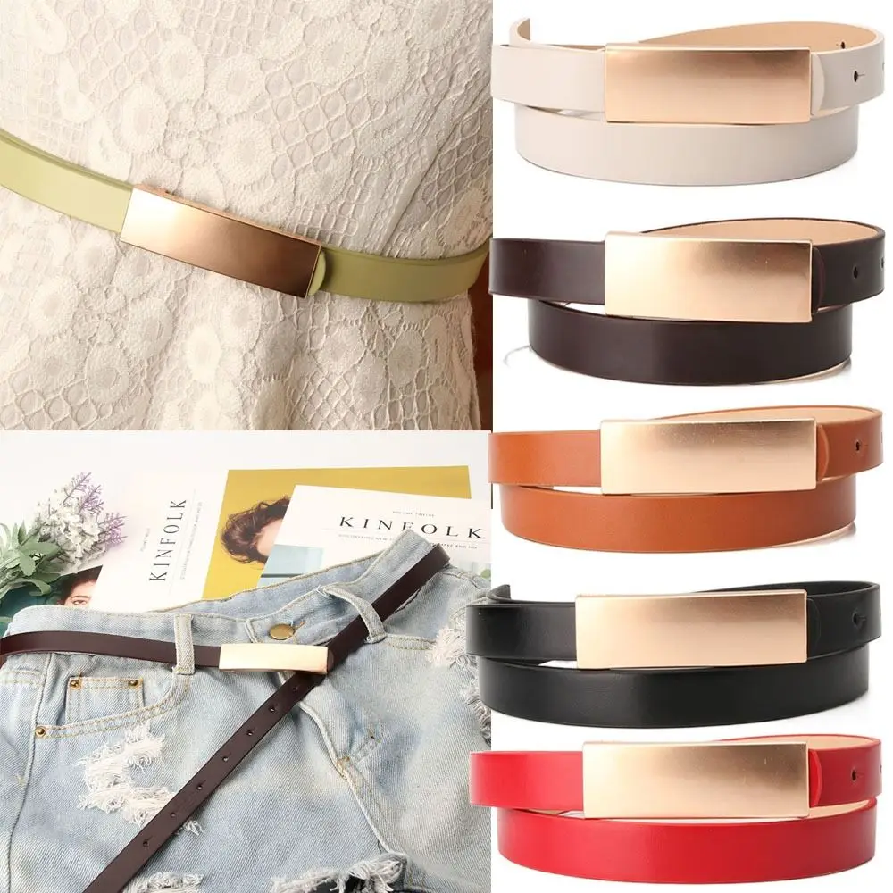 

Waistband Corset Alloy Belts Waist Accessories Thin Belt Smooth Buckle Belt Women Female Ladies Belts PU Leather Belt