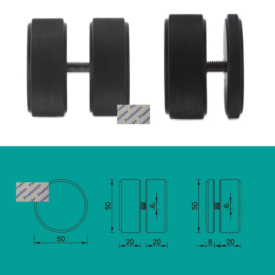 1Piece Solid Aluminum Knurl Barrel Back-To-Back Glass Knob For Thin Framed Sliding Door Matte Black Brass