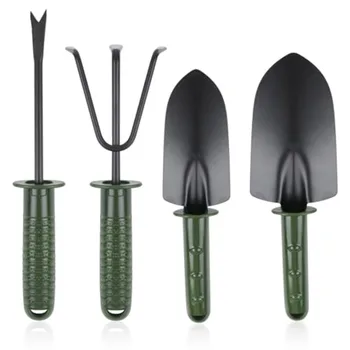 Garden Tool Set4 Pieces Garden Tools Including Hand Shovel Transplant Shovel Weeder and Hand Rake with Non-Slip Handle Idea for 1