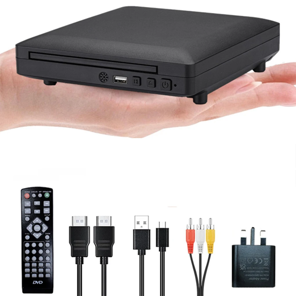 Mini DVD Player Home Portable Full HD DVD Player 1080P High Definition CD/ EVD/ VCD Player with AV HDMI Cable UK/US/EU Plug