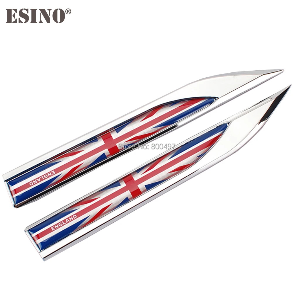 

2 x Car Body Fender Side Metal Chrome Zinc Alloy Knife Side 3D The Flag Of The England Emblems Badges Decals Stickers