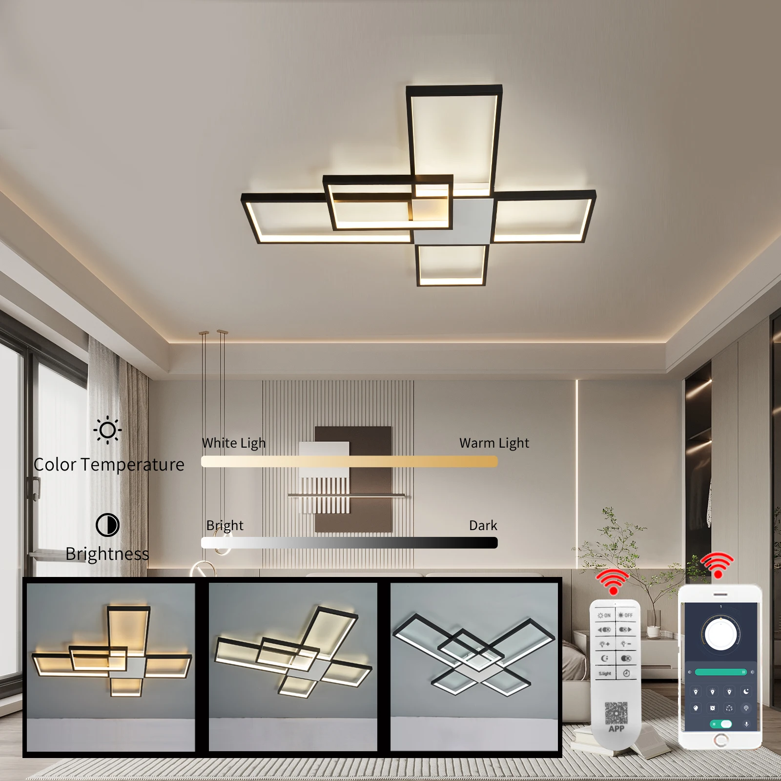 Nordic Modern Led Ceiling Lights for living room bedroom lustre led home decor Dimmable Ceiling light Black/Gold Lamp