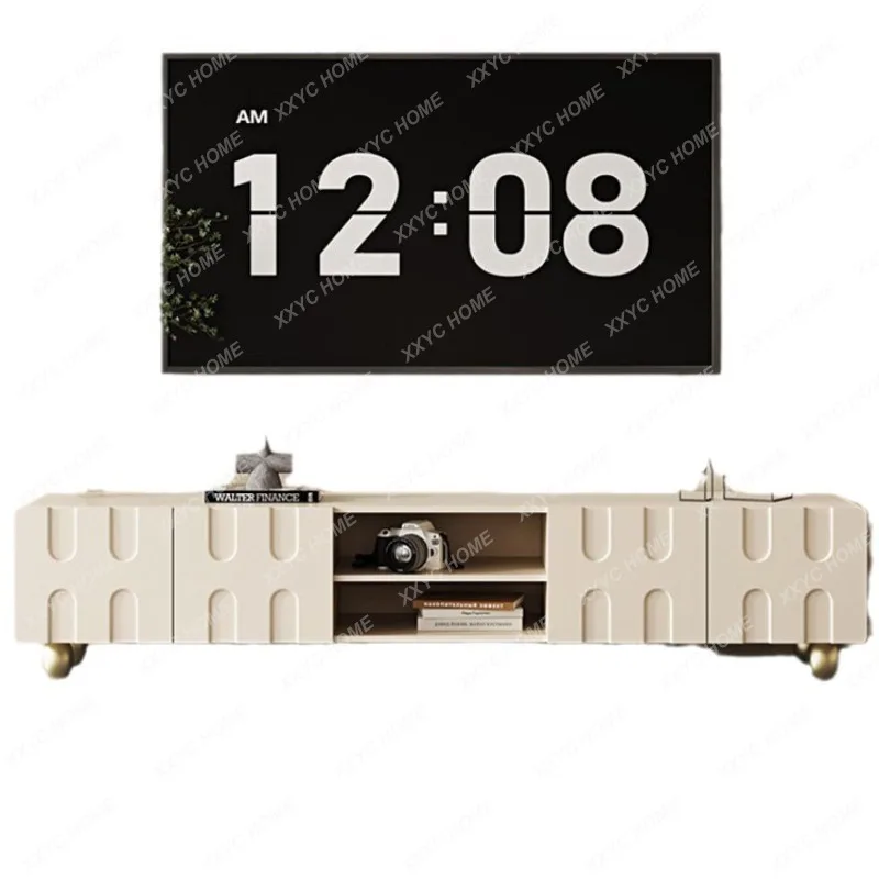 

Living Room Locker Floor Cabinet Nordic White TV Stand Modern Minimalist Retractable TV Cabinet