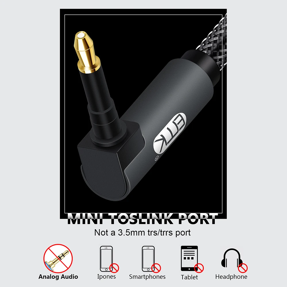 EMK 90도 미니 Toslink-Toslink 케이블 직각 디지털 SPDIF 광섬유 케이블 3.5-광 오디오 케이블 어댑터