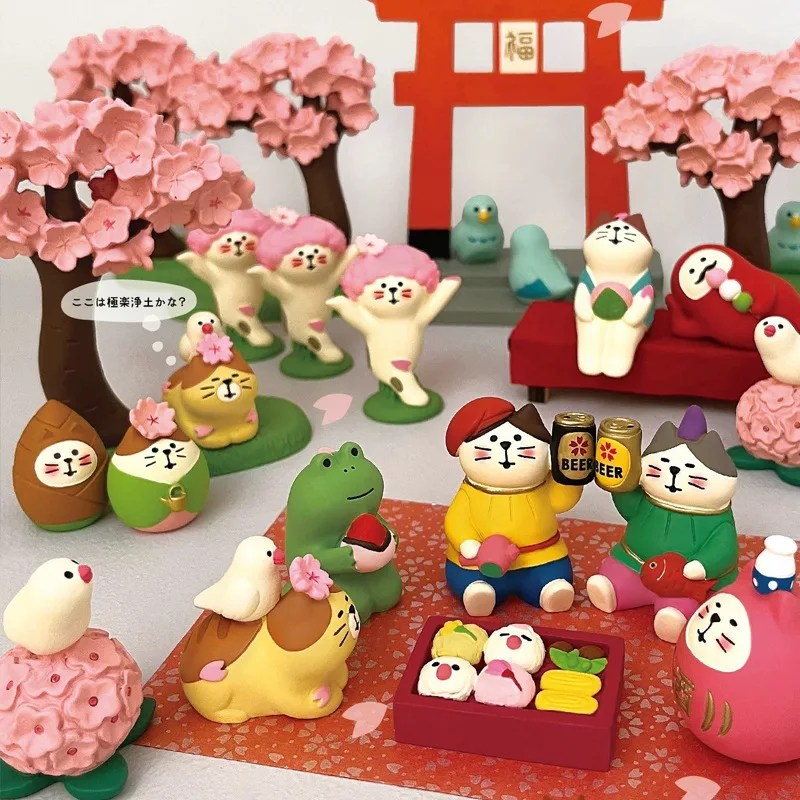 

1Pc Japanese Style Cute Cat Flower Appreciation ZAKKA Cherry Blossom Matcha INS Trendy Toy DIY Resin Handicraft Small Ornaments