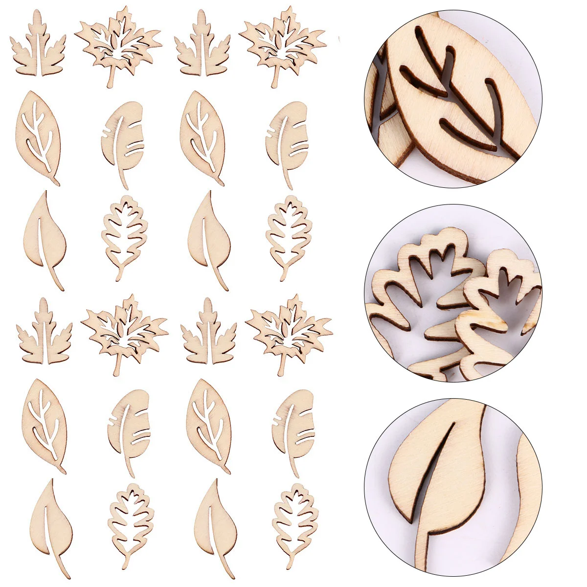 

100pcs DIY Wood Craft Creative Leaves Shape Woodpieces Ornament (Mixed Style)