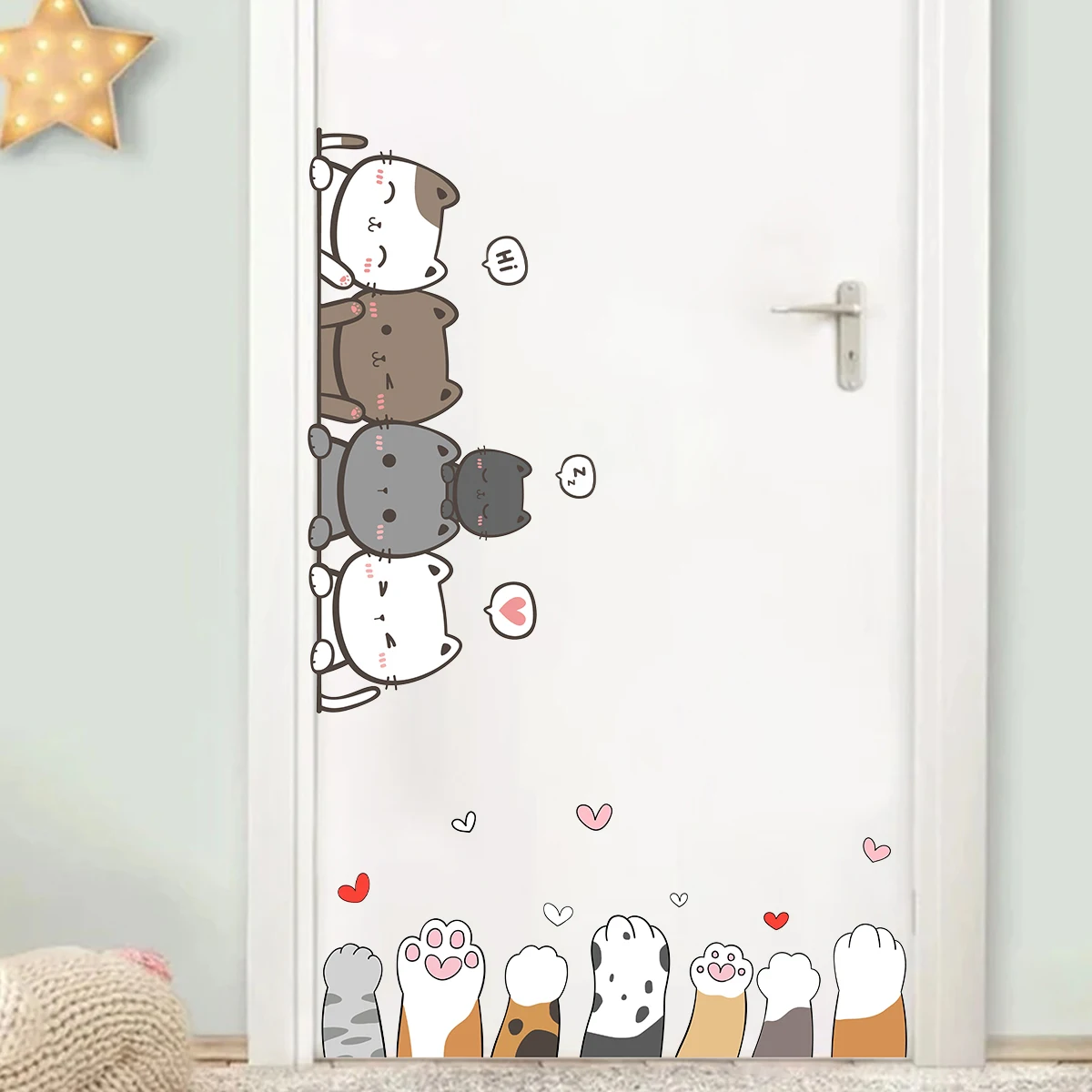 Cartoon Cute Cat Claw Kids Room Door Wall Decals Bedroom Decoration Baby Nursery Home Decor Background 1Pc wall stickers luminous wall stickers vinyl decal stickers children room decoration