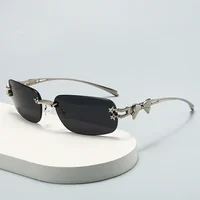 Lunettes de soleil unisexes sans cadre, à la mode, Style coréen Jennie Y2K Millennium Spicy Girl, lunettes de soleil d'été, sensation haut de gamme 3