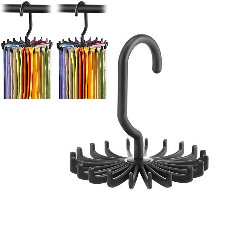 Plastic Portable Tie Rack For Closets Rotating Ties Hook Holder Belt Scarves Hanger For Men Women Clothing Organizer tie hanger