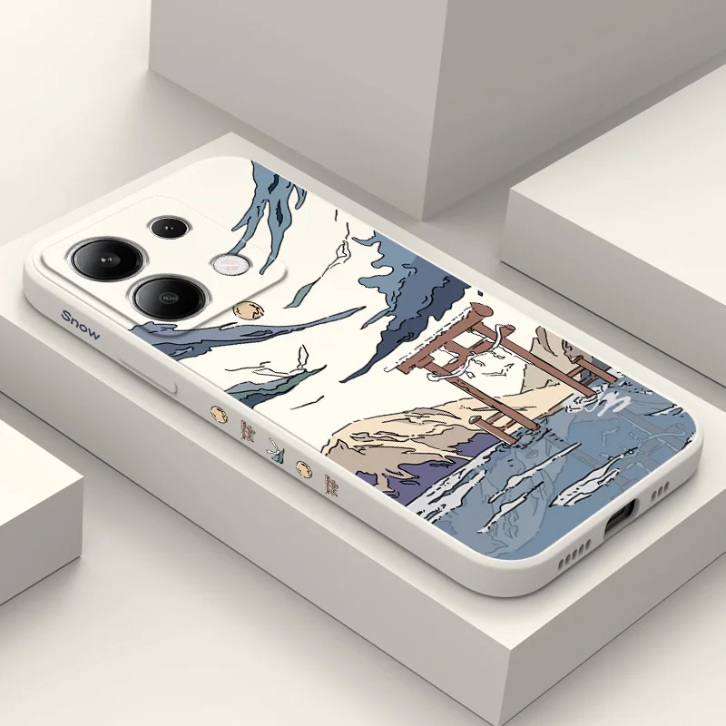 Liquid Silicone Cover with Snowy Gate Design - Premium Phone Case