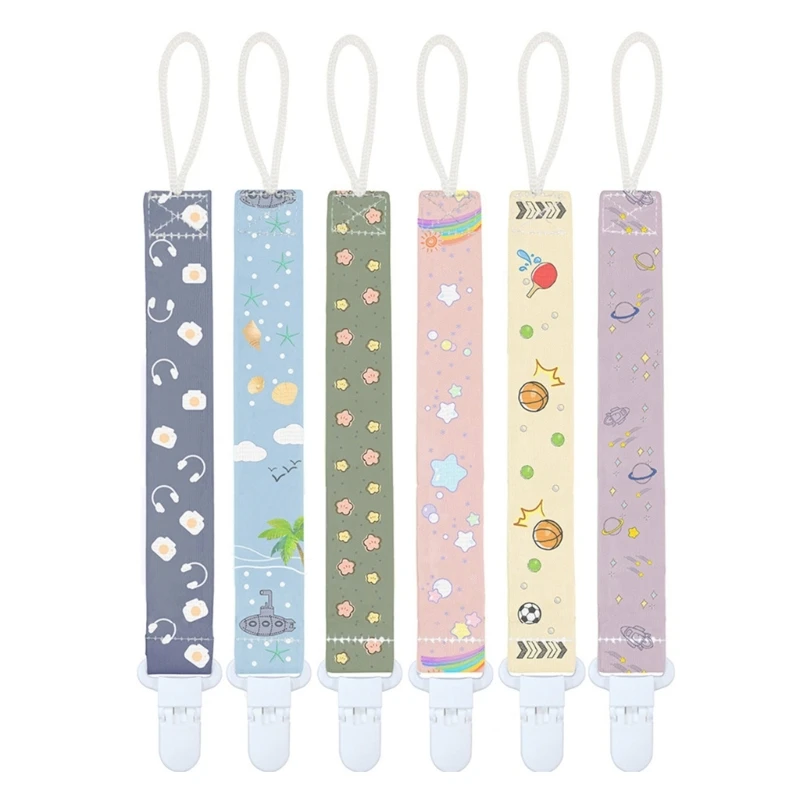 Baby Pacifier Holder Clip Pacifier Clip for Boys & Girls 6 Patterns Fits for Most Pacifiers Baby Teethers & Toy Gift 1pcs new wooden baby toy gift pacifier clip chian holder wooden bead teether toy for baby chew rattles mobiles newborn toy gift