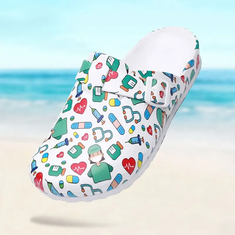 Women Slippers Beautician Summer Hospital Surgical Medical EVA Non-slip Nurse Clogs Soft Lightweight SPA Beauty Salon Shoes 4
