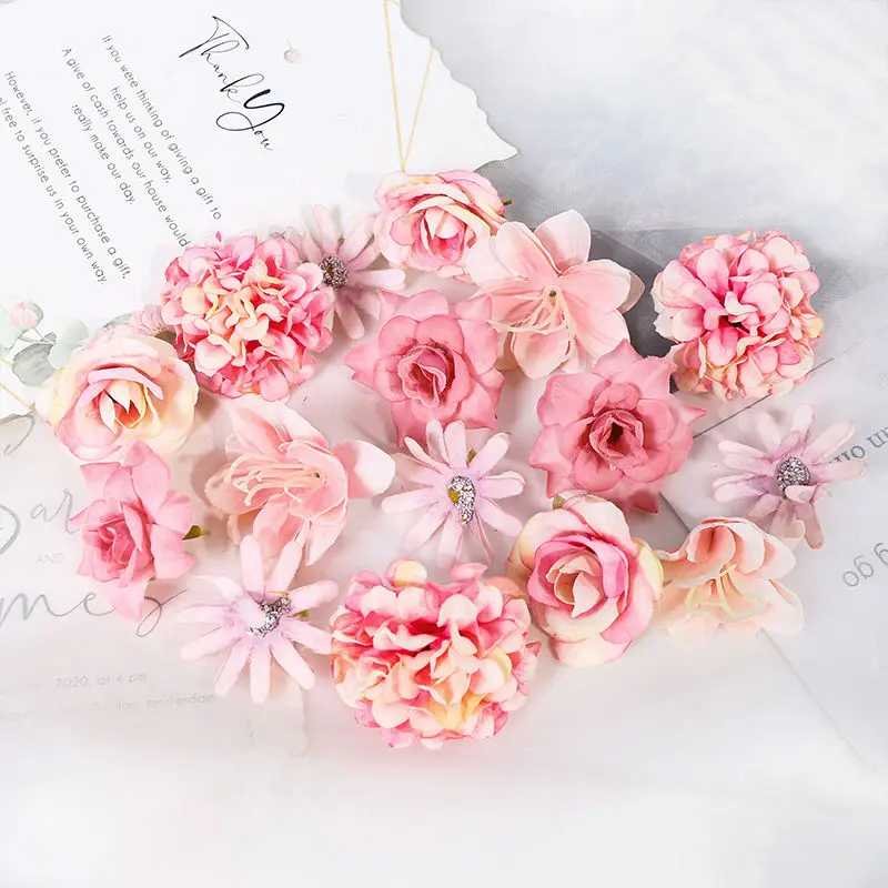 20 Fiori Finti Assortiti In Seta - Teste Di Rose E Margherite 2-4 Cm Per Fai Da Te, Decorazioni Torte, Centrotavola, Artigianato
