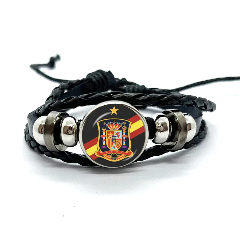 España Guardia Civil El Honor Es Mi Divisa Glass Dome Leather Bracelets Multilayer Spanish Police Braided Bangles Jewelry Gift 3
