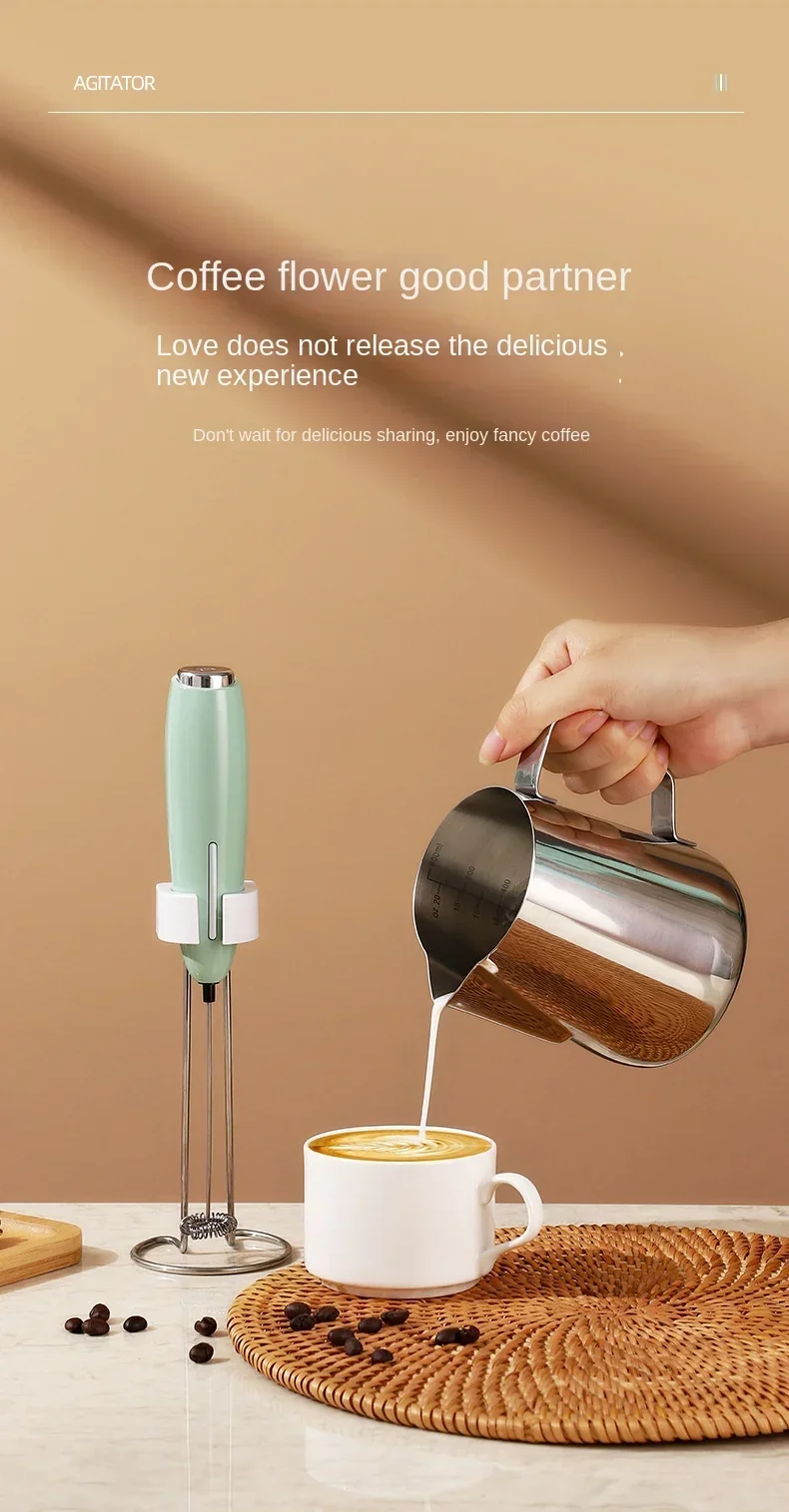 Description Picture 5 of itemHandheld Milk Frother Kitchen Powerful Electric Foam Maker With Stand Battery Powered Foamer Blender Drink Mixer For Coffee