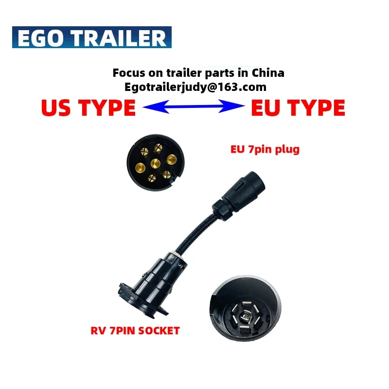 EgoTrailer 7 Pin Trailer Round Socket Female Plug to 7 RV Blade Trailer Adapter Connector Adaptor RV Parts Camper Caravan Access