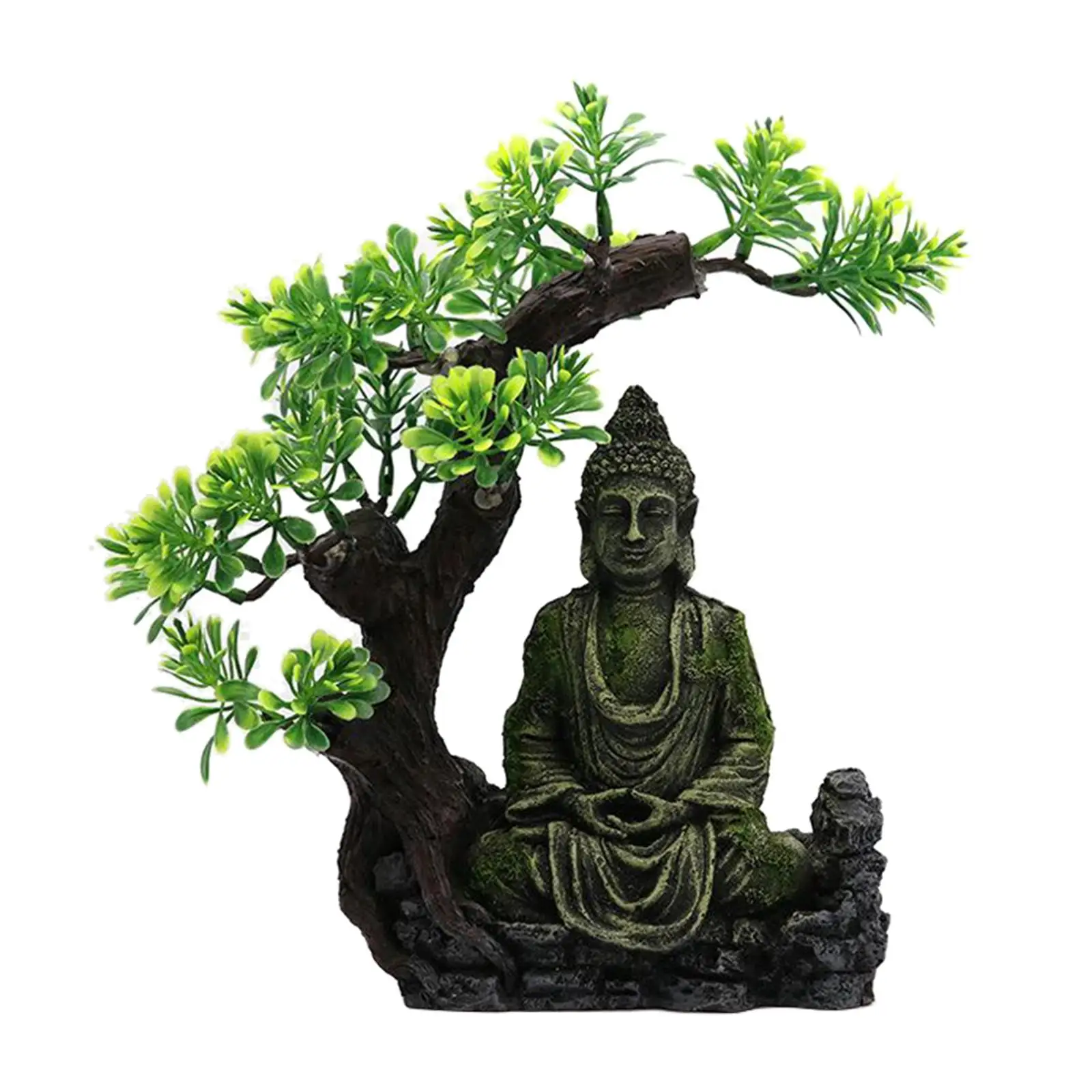 

Carved Moss Buddha Figurine Aquarium Hiding Cave Fish Tank Desktop Ornaments