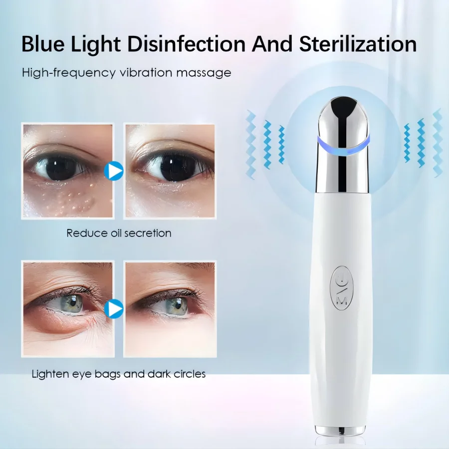 Eye Care Beauty Device Facial Massager 3 in 1 LED Photon Light Wand for Relax Eye Dark Circles Eye Bags Puffiness Skincare Tool