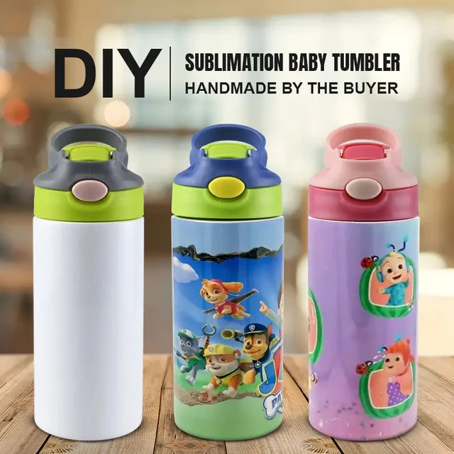 350ml Sublimation Straight Cup Stainless Steel Vacuum Insulated Thermos  Portable Water Bottle Tumbler Coffee Mugs Straw Cups - AliExpress