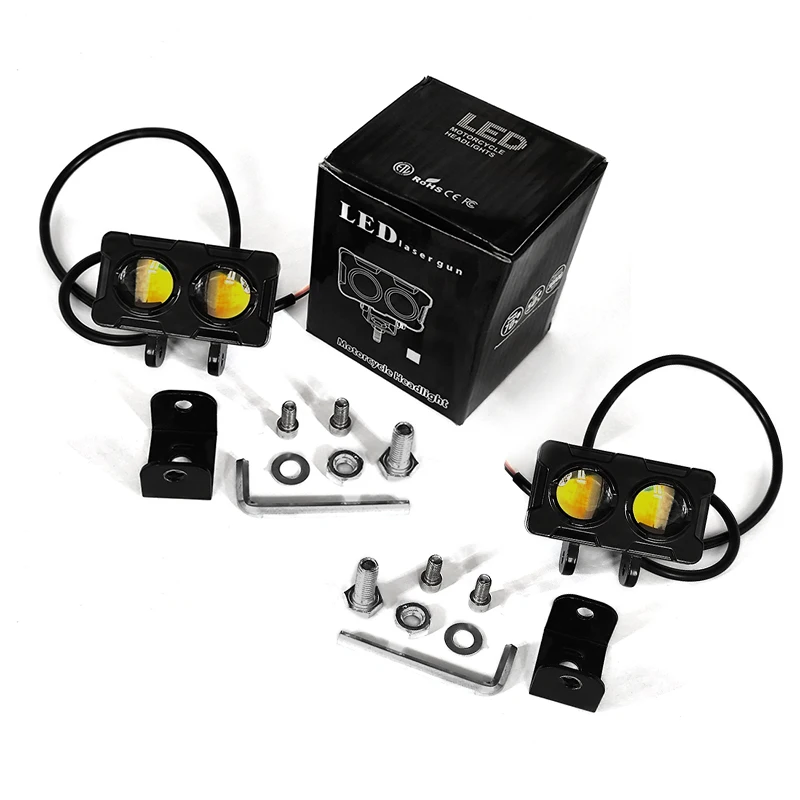 

2PCS Car Motorcycle Double-eye LED Spotlight Headlight 8-80V 36W 3000K 6000K 8000LM Bi-color Small Steel Light Car Accessories